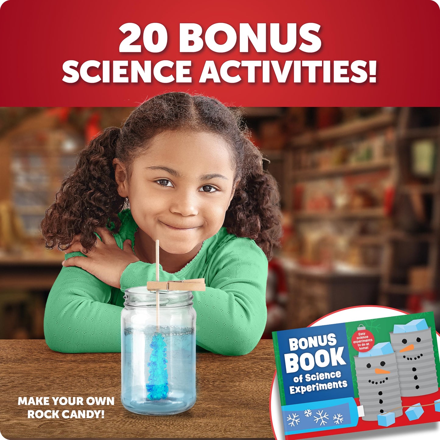 Santa'S Christmas Science Workshop - Holiday Stem Kit For Kids With 5 Magical Experiments & 20 Bonus Activities, Educational Sci