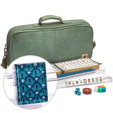 Yellow Mountain Imports American Mahjong Set - Oceana, Acrylic, Model TC-AF001-A, All-in-One Racks, Scoring Coins, Soft Case