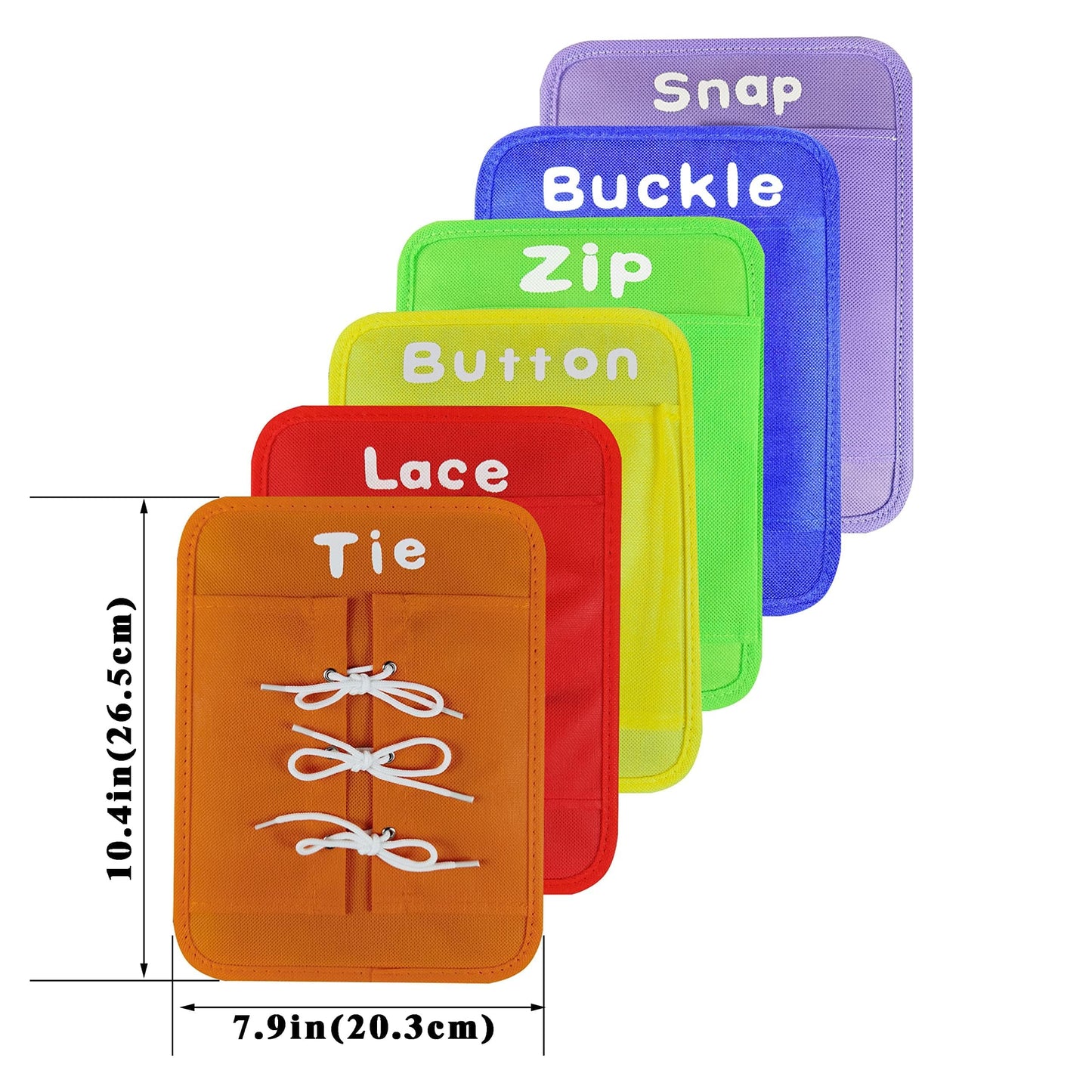 LST LISKTO Dress Learning Boards for Preschool - Teach Buttoning, Buckling, Zipping, and Tying - Medium, Assorted Fabric