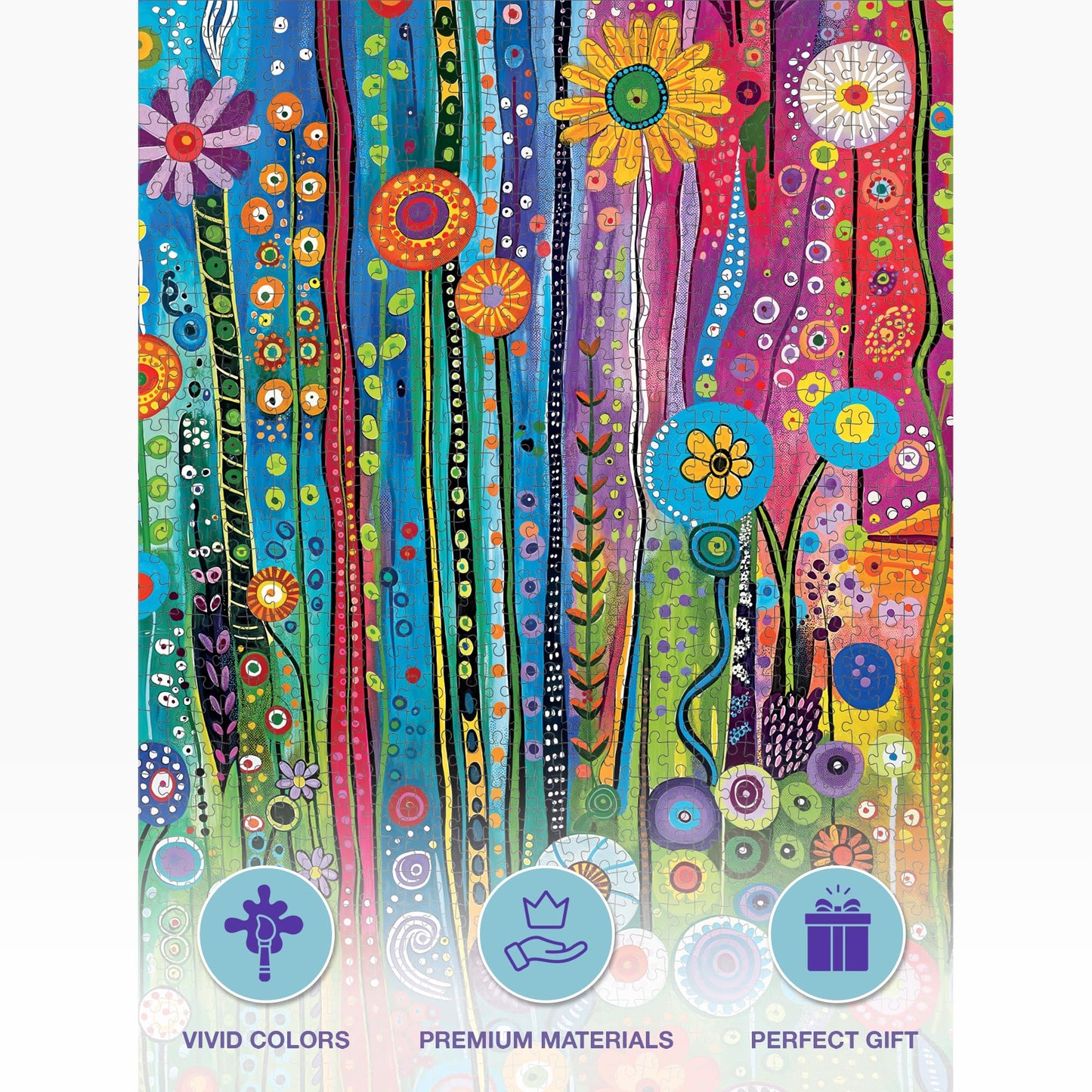 Cross & Glory - Daisy Streets and Rainbow Skies - 1000 Piece Jigsaw Puzzle for Adults | Abstract Cityscape Puzzle | Challenging
