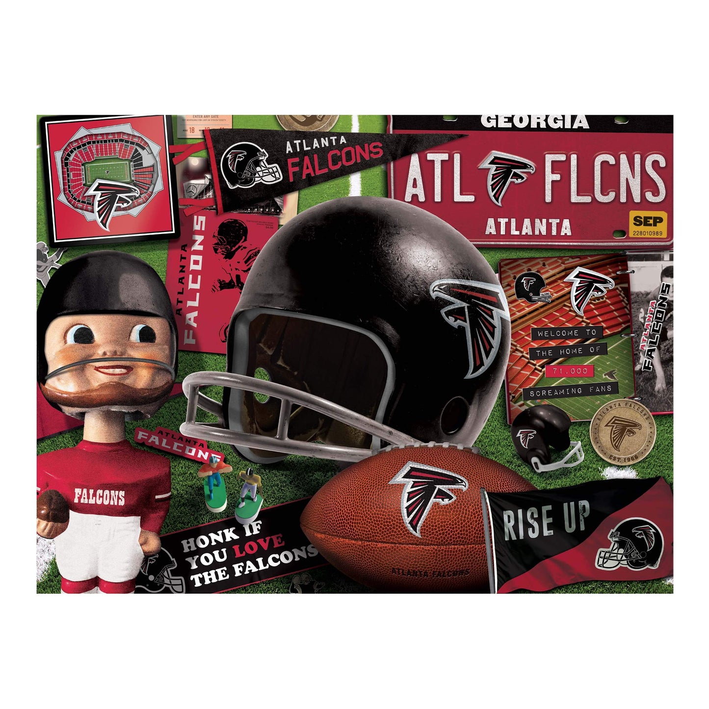 YouTheFan NFL Atlanta Falcons 500-Piece Retro Puzzle - Team Colors, Cardboard, One Size, Model 0951223