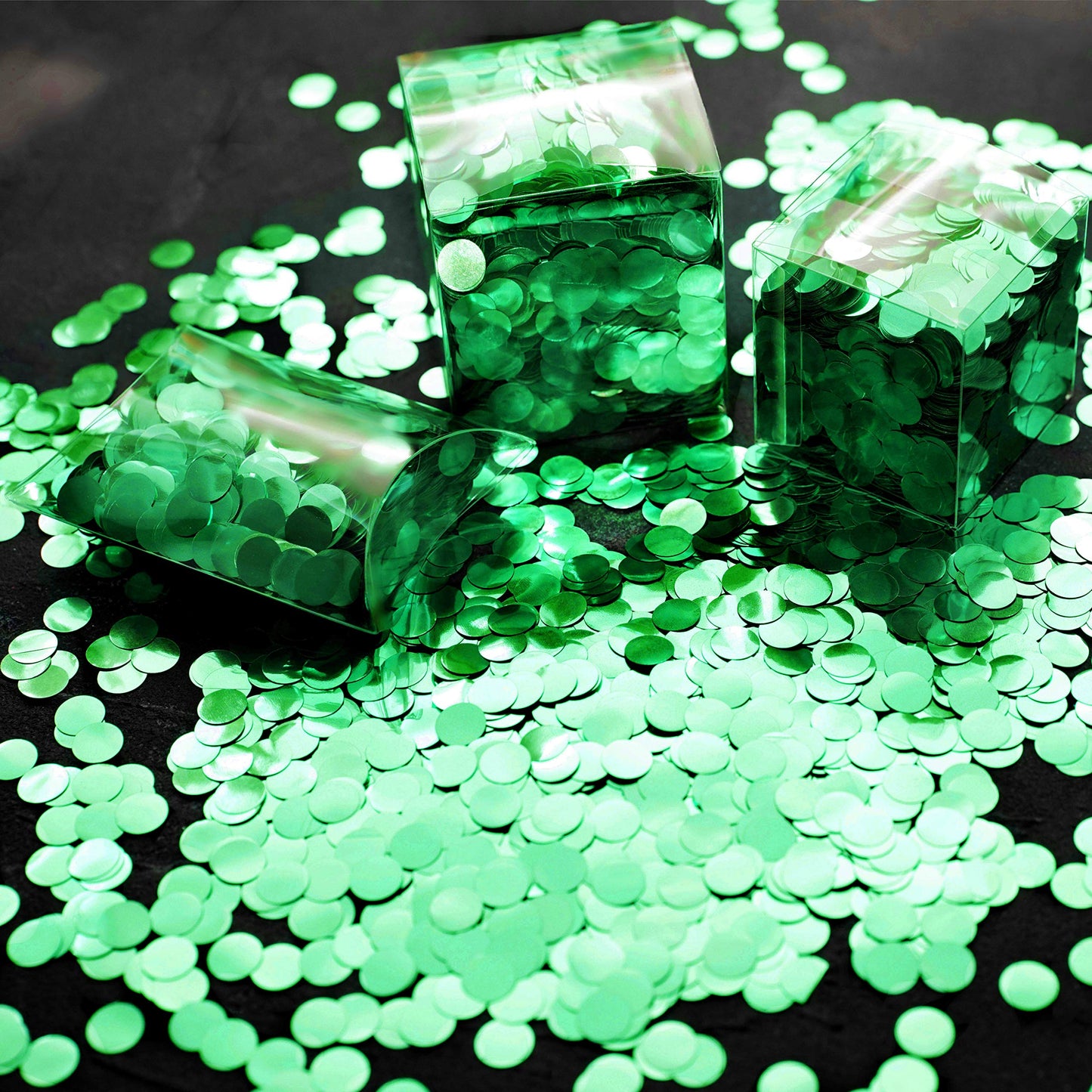Green Foil Metallic Round Table Confetti Decor - Summer Tropical Jungle Safari Baby Shower Birthday Party Mylar Scatter Confetti