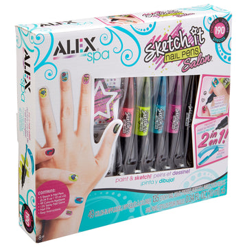 ALEX Toys Sketch It Nail Pens Salon Girls Fashion Activity, Sketch and Paint, Create Long Lasting Looks with Beautiful Nail Poli