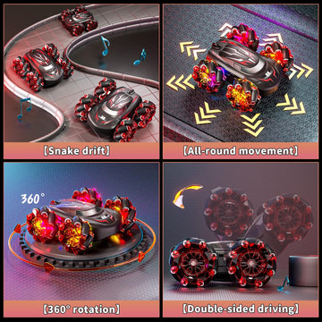 Uregoio Gesture Sensing RC Stunt Car with LED Lights, Double-Sided Flips Driving 360 Rotating, Sidesway, 2.4GHz 4WD Hand Control