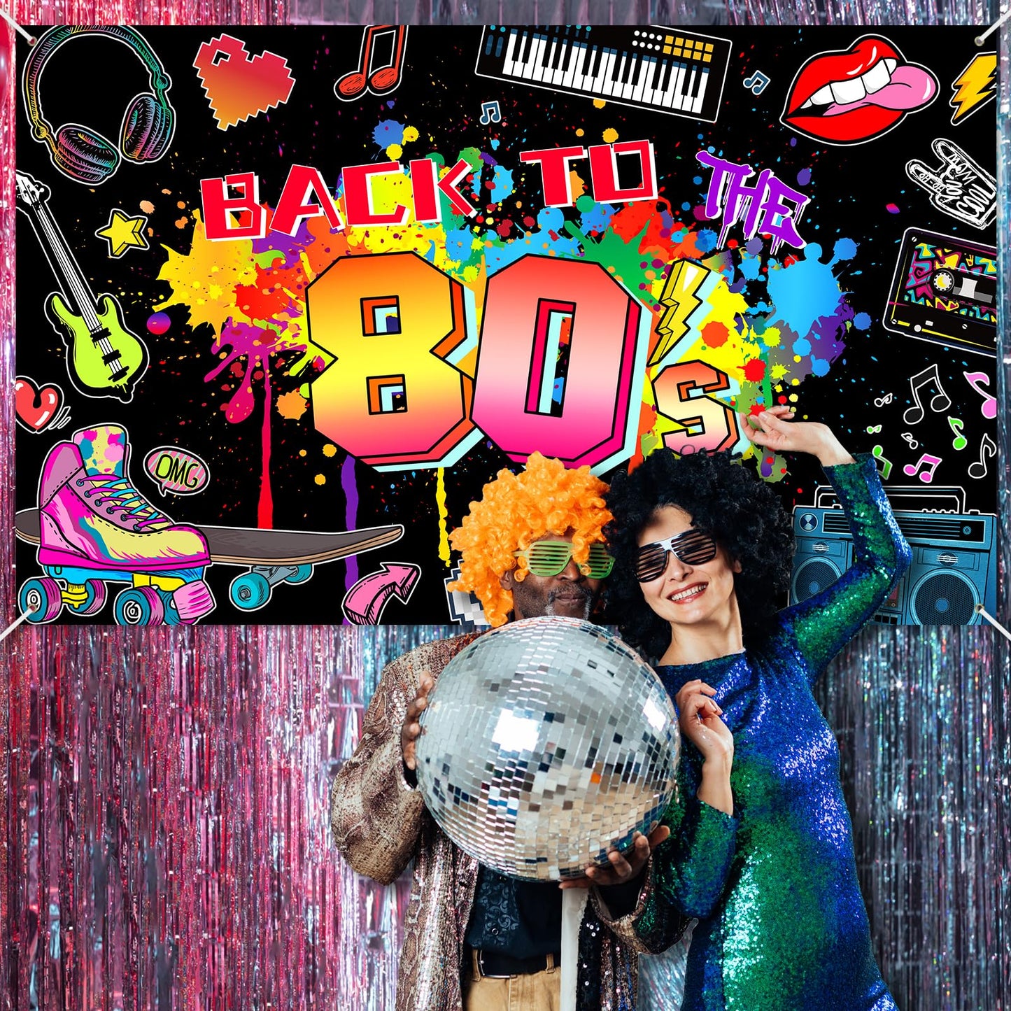 Avezano 80s Party Decorations Back to The 80s Banner 80s Backdrop 1980 Birthday Party Decoration Retro Graffiti Hip Hop 80s Pa