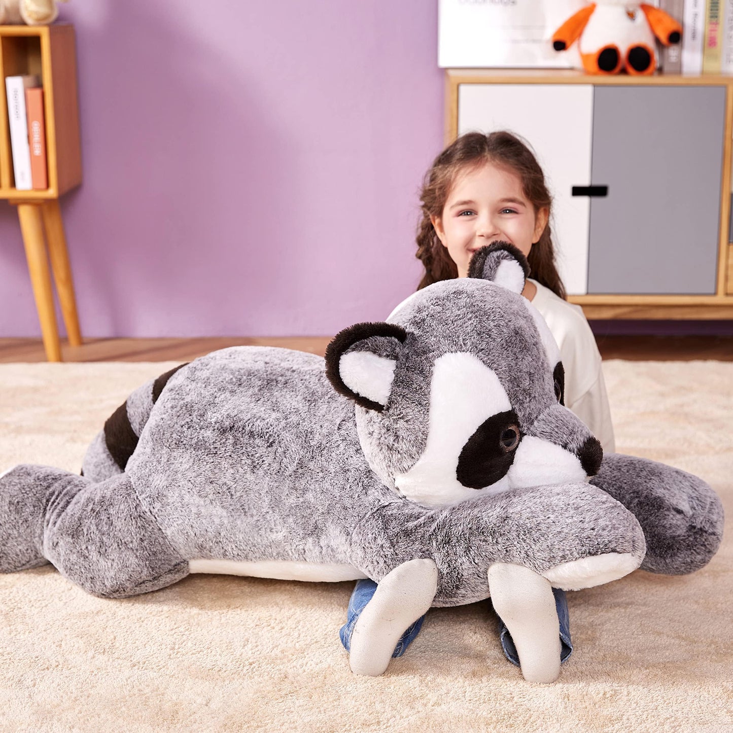 Ikasa Giant Raccoon Stuffed Animal Plush Toy,Large Racoon 30' Cute Jumbo Soft Toys,Huge Big Size Plushy Fluffy Fat Oversized Plushie,Gifts For Kids