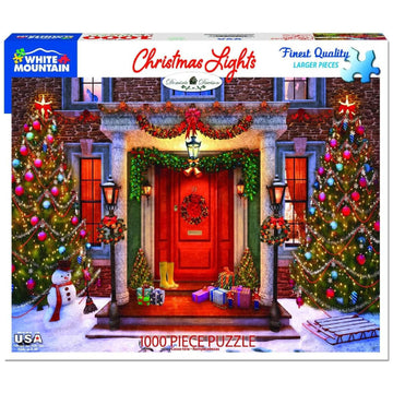 White Mountain Christmas Puzzles 1000 Pieces Winter Theme Jigsaw Puzzle For Adults And Family - Christmas Lights
