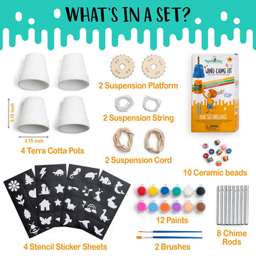 ROMIS WAY 2-Pack Make Your Own Wind Chime Kit - Larger Bells, Stencils and Beads, Arts and Crafts for Kids Ages 8-12, 6-8 - DIY