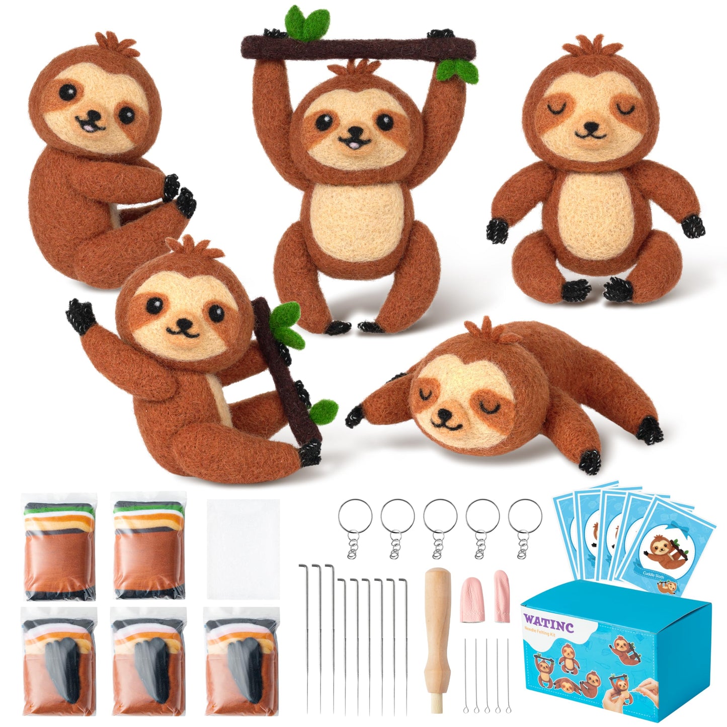 WATINC Needle Felting Starter Kit - Cute Doll Wool Felt Needle Felting Tools Foam Pad, DIY Home Decoration Needle Felting Craft 