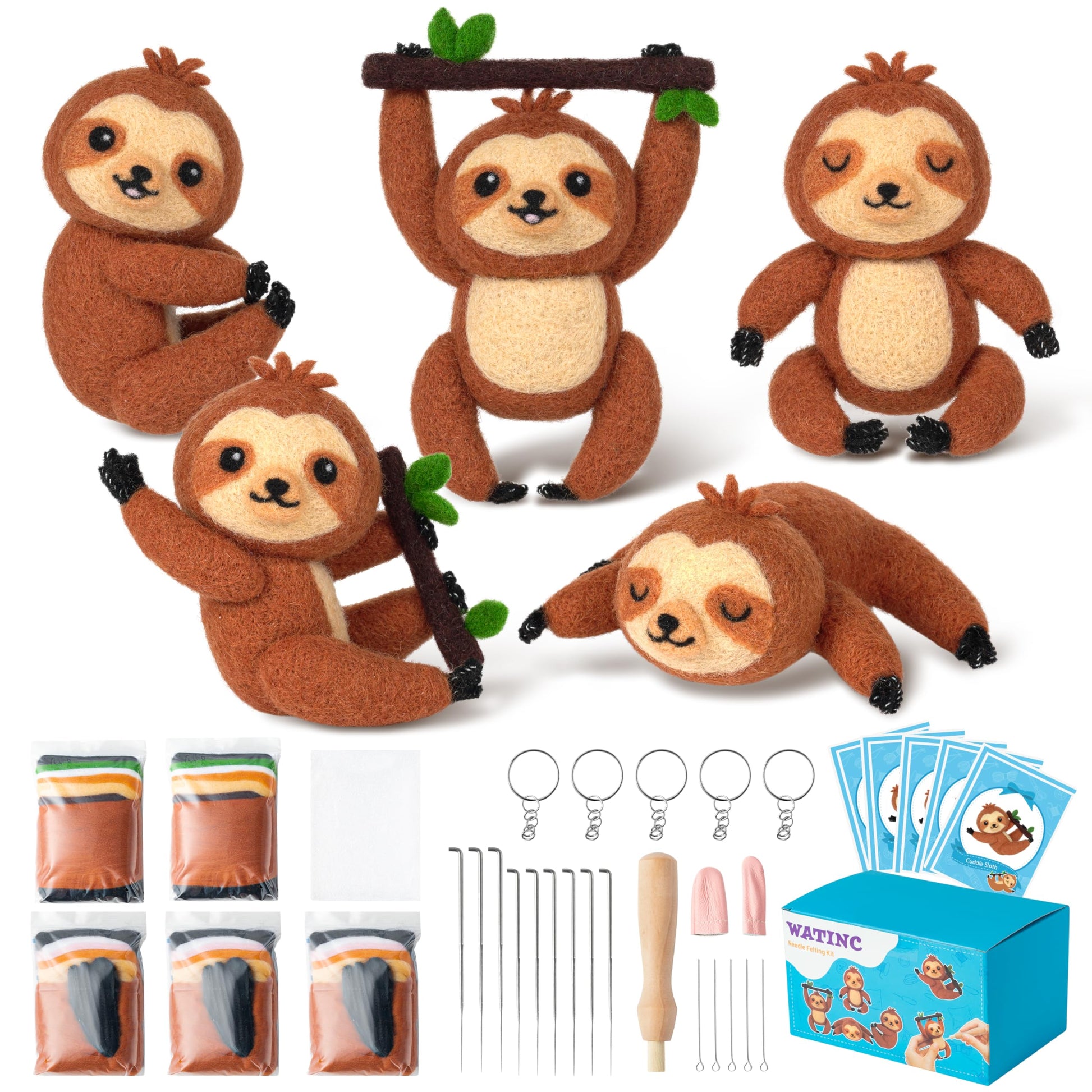 WATINC Needle Felting Starter Kit - Cute Doll Wool Felt Needle Felting Tools Foam Pad, DIY Home Decoration Needle Felting Craft 