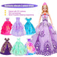 92Pcs 11.5 Inch Girl Doll With Clothes Accessories And Closet Set Including Long Princess Dress Outfits Shoes Handbags Necklaces Diy Bead Stickers For Design Kit Girl Doll Dress Up (Include Doll)