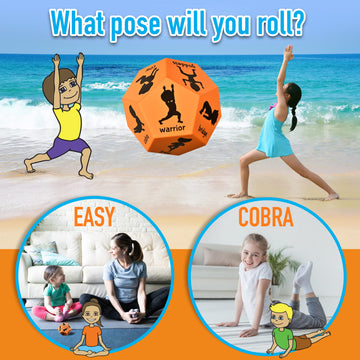 Covelico Yoga Dice For Kids - Calming Toddler Yoga & Kids Yoga, Learn Yoga For Kids With A Roll And Play Kids Yoga Kit. Light 12-Sided Large Foam Dice - Yoga Kids Props To Use As Yoga Games For Kids