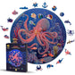 Wooden Jigsaw Puzzles For Adults - Animal Shaped Puzzles - Round Wooden Ocean Puzzles - Christmas & Birthday Gift Idea - Octopus