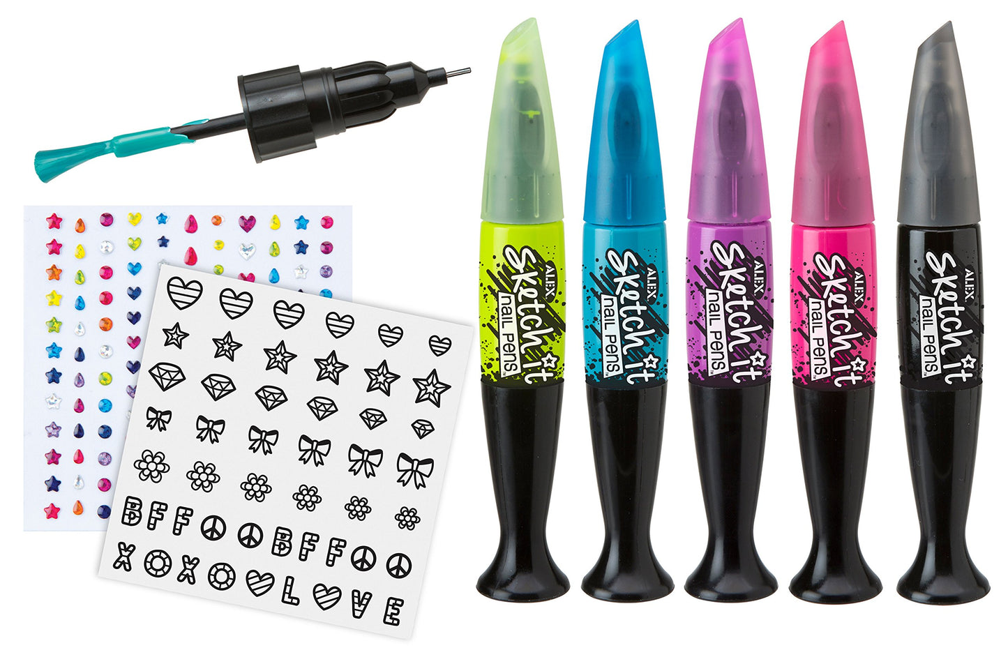 ALEX Toys Sketch It Nail Pens Salon Girls Fashion Activity, Sketch and Paint, Create Long Lasting Looks with Beautiful Nail Poli
