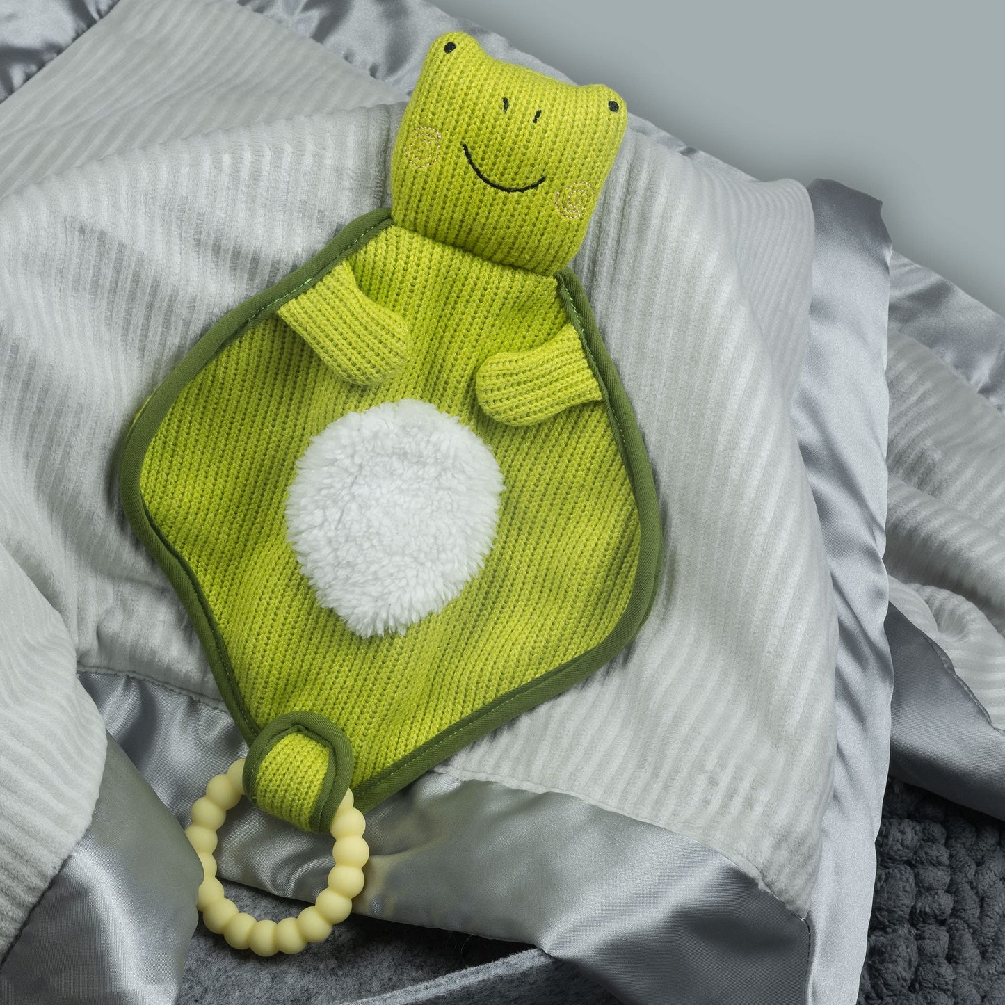 Mary Meyer Knitted Nursery Lovey With Silicone Teether, 10-Inches, Frog