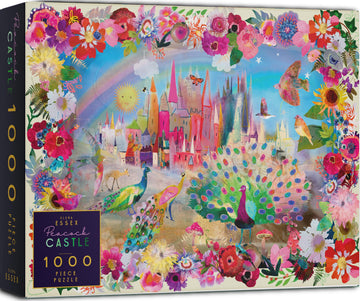 Elena Essex Jigsaw Puzzles 1000 Pieces - Peacock Castle  Puzzles for mature-themeds 1000 Pieces  1000 Piece Puzzle  Colorful Cool Dream Art Magical Puzzle  Size 28x20 inches