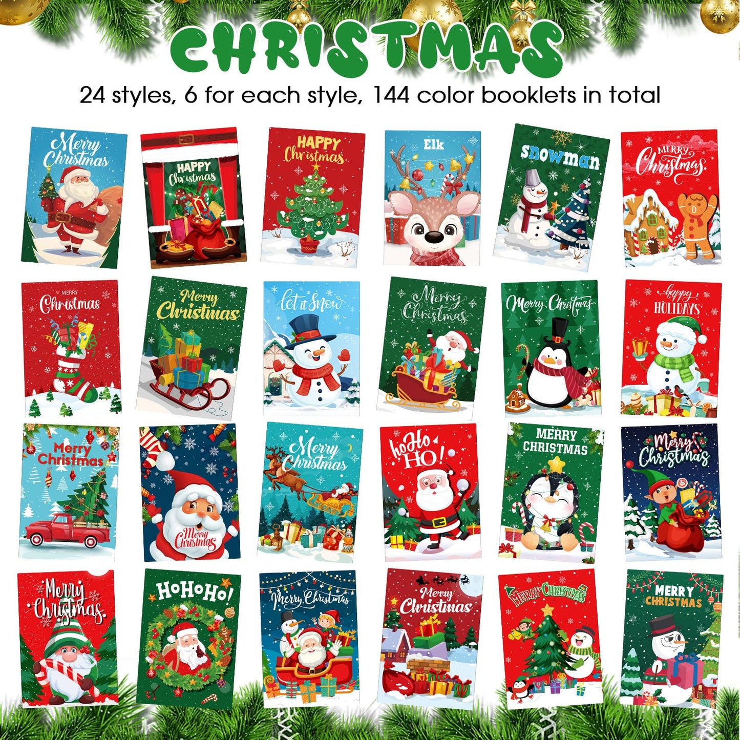 Liliful 144 Pcs Christmas Coloring Book for Adults Coloring Book Bulk, DIY Art Coloring Books Stress Relief Drawing Book with Pa