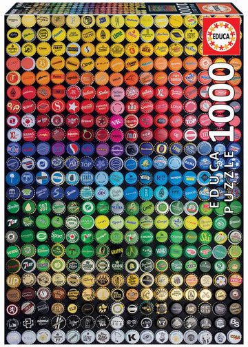 Educa - Bottle Caps Collage - 1000 Piece Jigsaw Puzzle - Puzzle Glue Included - Completed Image Measures 26.8' X 18.9' - Ages 14+ (19026)