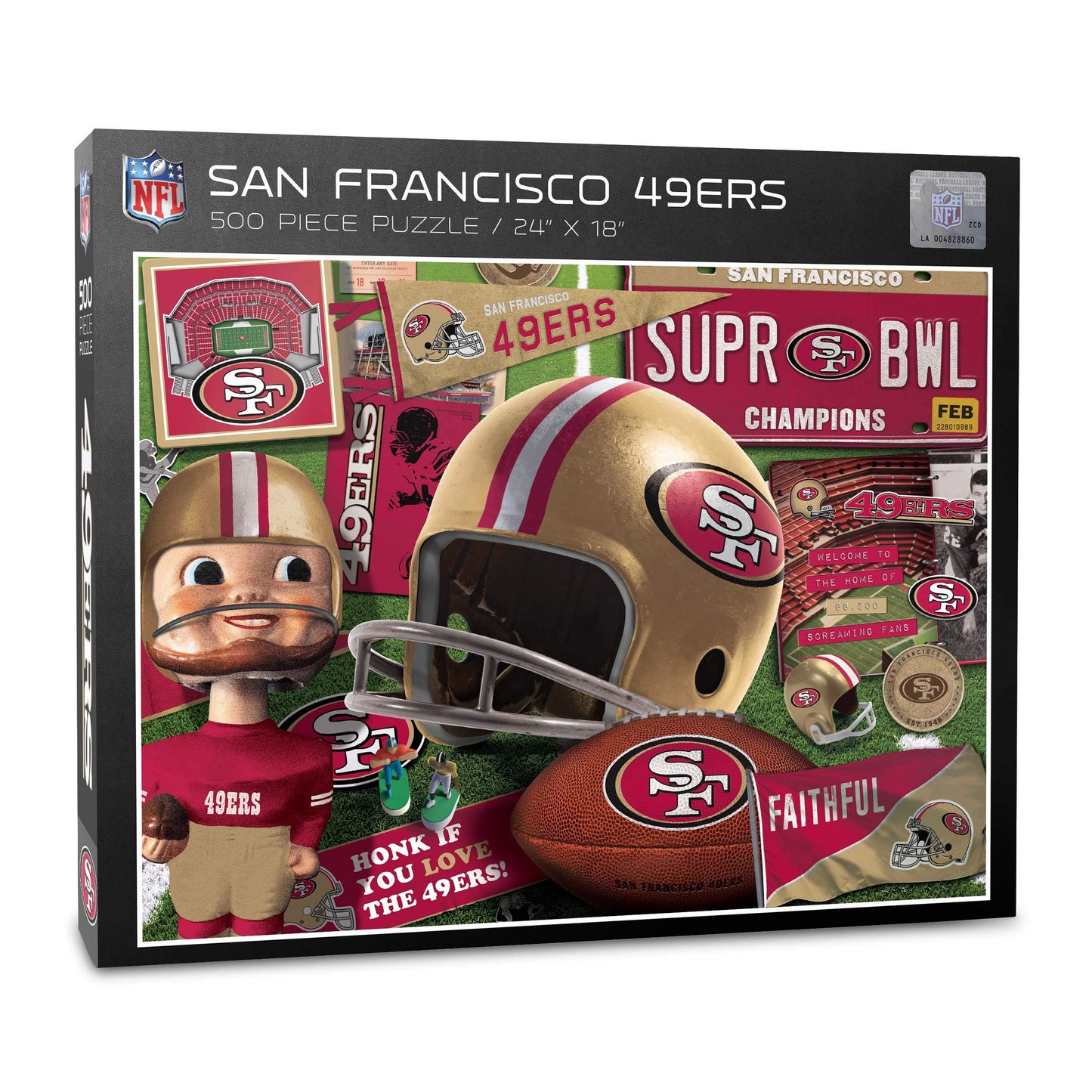 Youthefan Nfl San Francisco 49Ers Retro Series Puzzle - 500 Pieces, Team Colors, Large