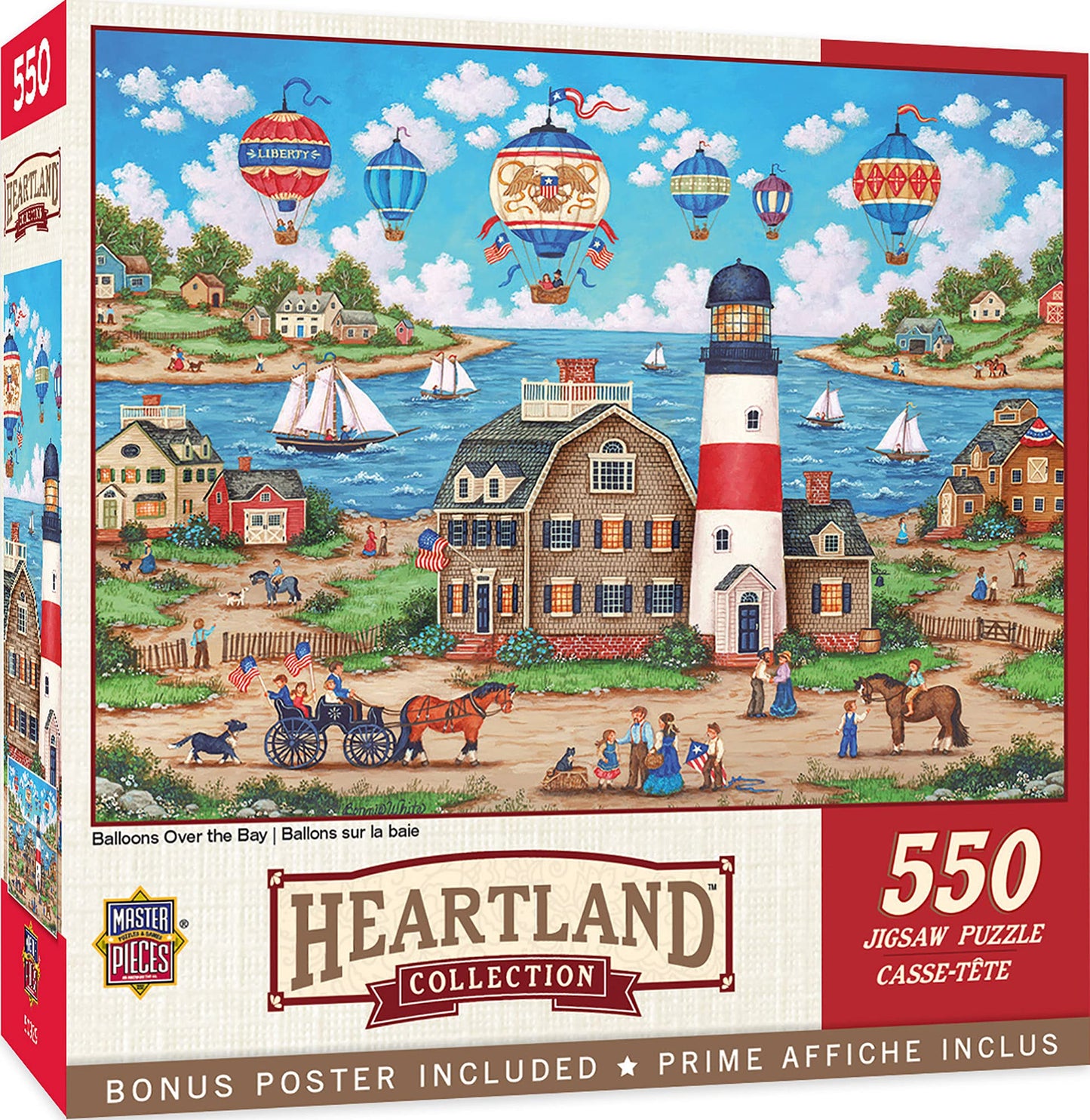 Masterpieces 550 Piece Jigsaw Puzzle For Adults And Family - Ballons Over The Bay - 18''X24''