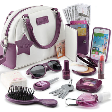Little Girls Purse With Accessories And Pretend Makeup For Toddlers - My First Purse Set Includes Handbag, Phone, Wallet, Play M