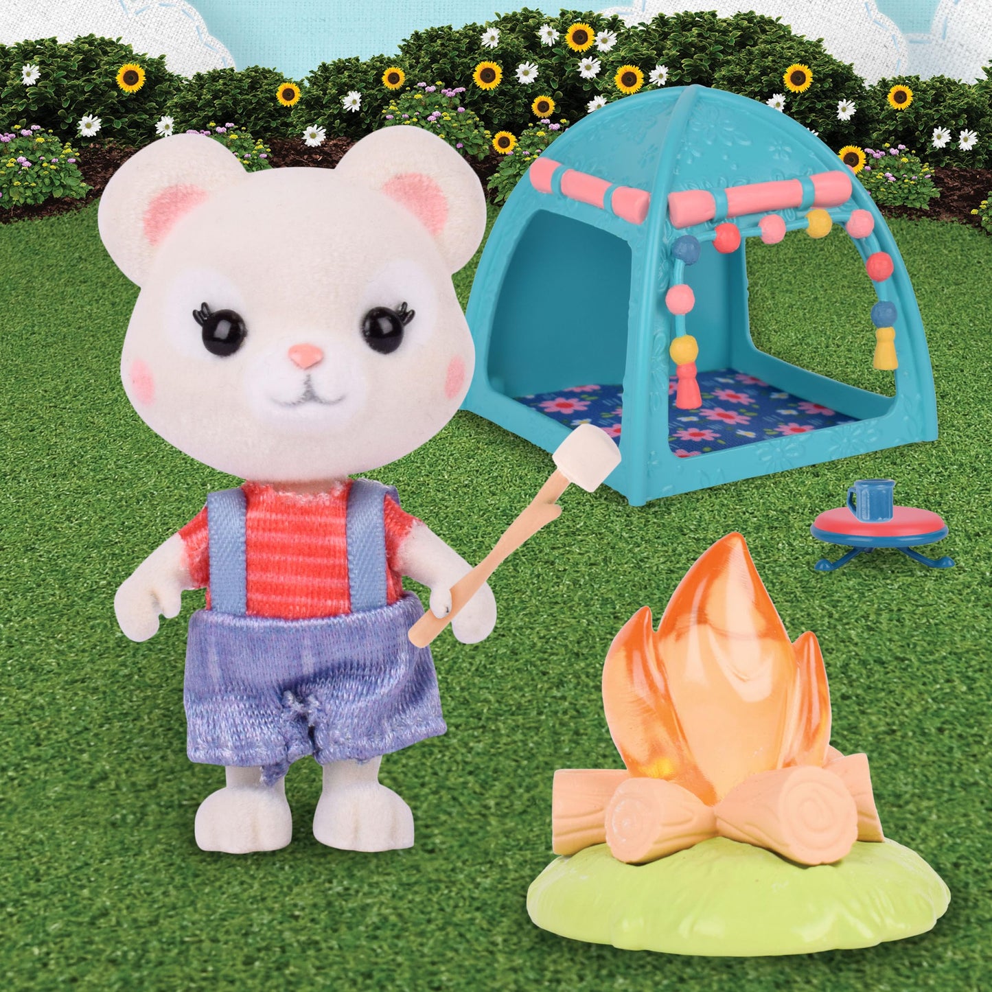 Honey Bee Acres Smores & More Camping Trip, Complete Set With Miniature Doll Figure, 10 Pieces , Ages 3+
