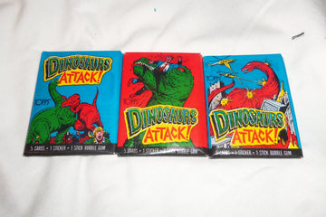1988 Topps Dinosaurs Attack ! Collector Cards And Sticker Pack
