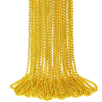 15PCS Mardi Gras Beads, Gold Bead Necklaces Accessories Stuff, 33 Mardi Gras St Patricks Day Necklace Costume, Festival Parade T