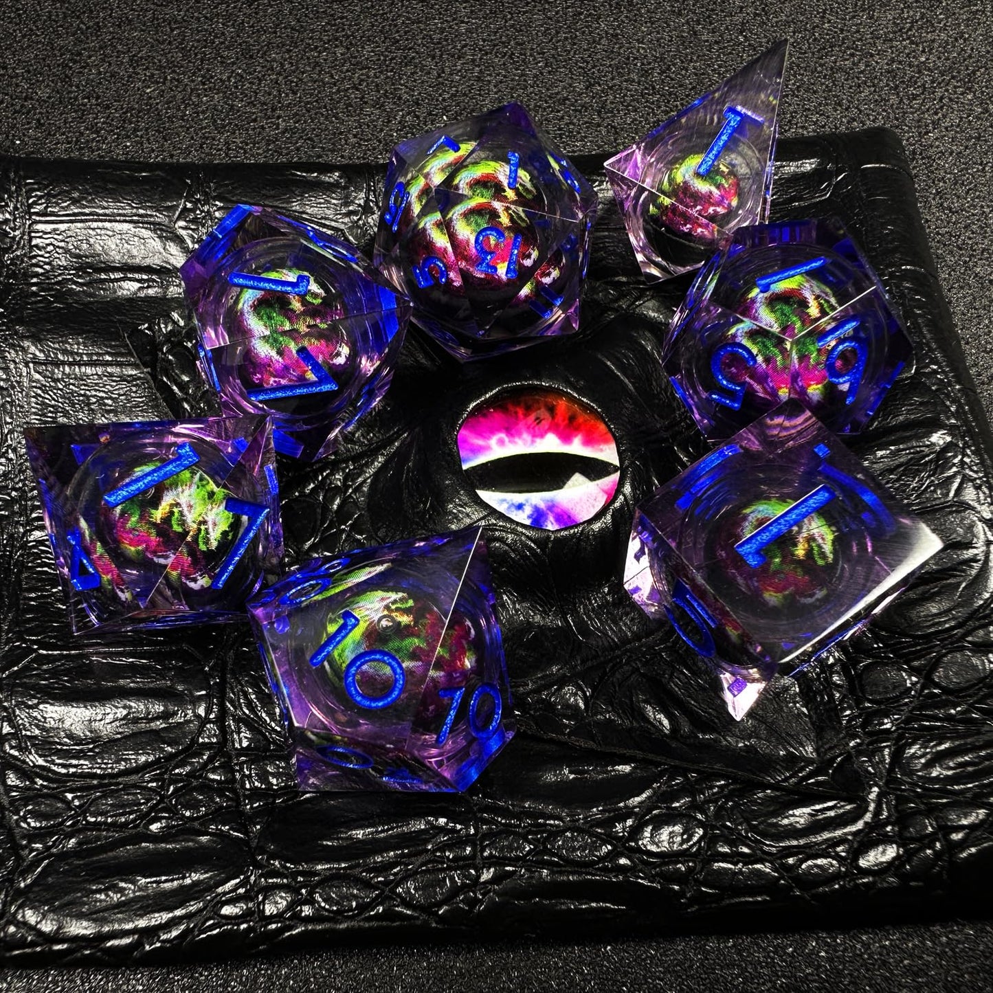 HAOMEJA Resin Dragon DND Dice Set 7 PCS Sharp Edges D&D Dice with Gift Random Dragon Eye Bag Apply to Dungeons and Dragons Role