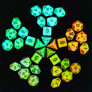Poludie 5 Sets Glow in The Dark DND Dice, 35Pcs Luminous Polyhedral Dice Set with 1 Leather Dice Bag, Glowing D&D Dice for Dunge
