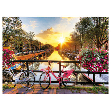 Sitimmger Puzzles For Adults Jigsaw 500 Piece Spring Flower Quiet River Sunrise Picturesque Amsterdam With Bicycles Landscape 500 Piece Puzzle Art For Family Fun Adult Kids Puzzle Games 14.5' X 20”