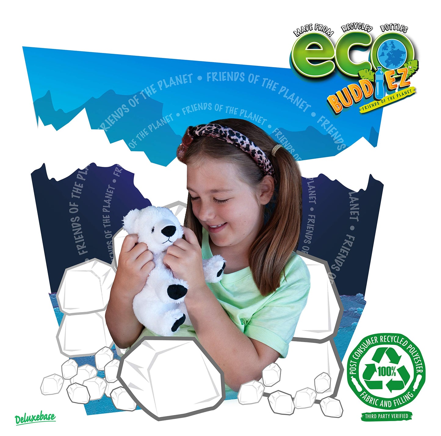 Ecobuddiez - Polar Bear From Deluxebase. 8-Inch Sustainable Plush Animal From Recycled Materials, Eco-Friendly Soft Stuffed Toy,