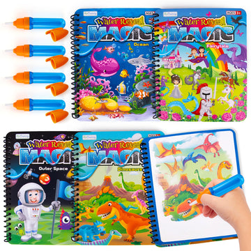 ArtCreativity 4 Pack Magic Water Coloring Books for Toddlers, Reusable Magic Water Pen Coloring Books for Kids Ages 1 2 3 4 - Me