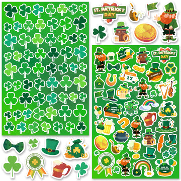 Linaye 1200Pcs St Patricks Day Stickers For Adults Kids, 24 Sheets Cute Shamrock St. Patricks Day Stickers Bulk For Cards Envelo