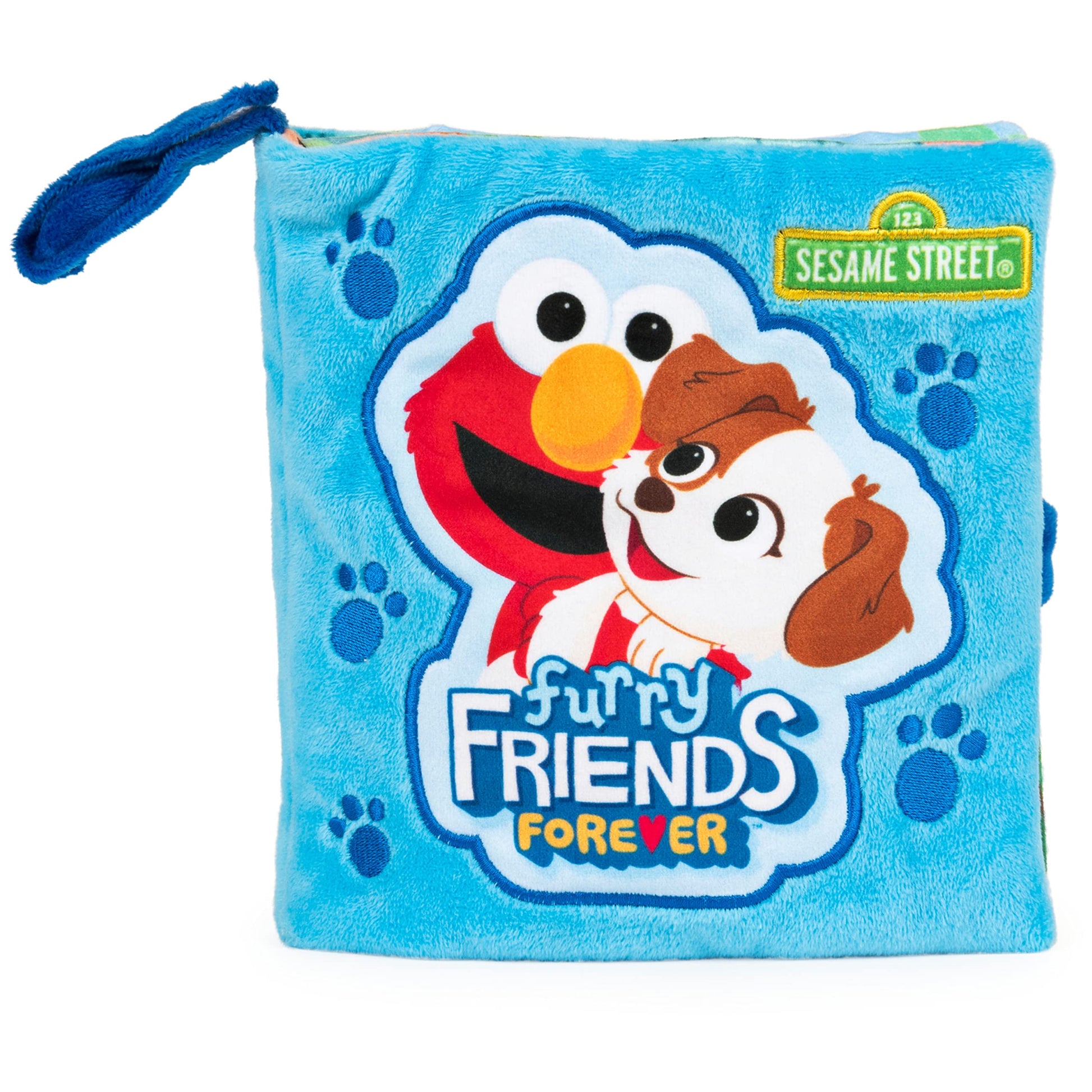 GUND Sesame Street Furry Friends Forever Soft Book  enhanced Plush Sensory Toy for Ages 1 and Up  Blue  6 