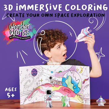 Creativity For Kids Wonder Worlds 3D Coloring Craft Kit: Outer Space Exploration - Space Coloring Kit For Boys And Girls Ages 6-8+, Kids Gifts And Activities