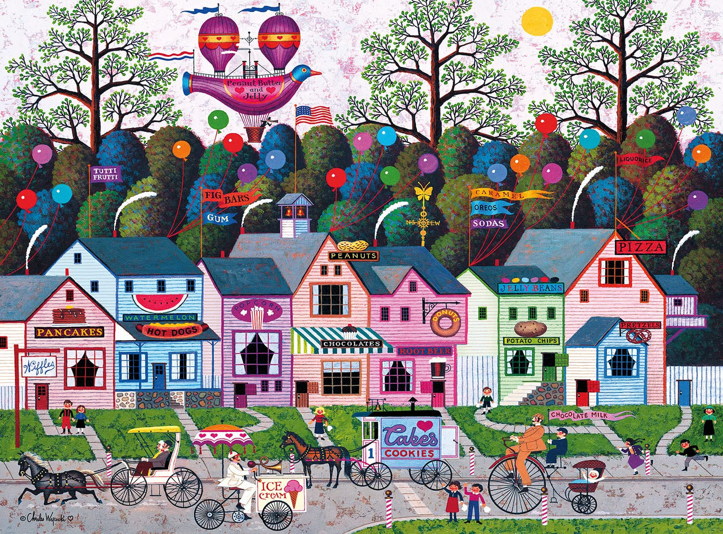 Buffalo Games - Silver Select - Charles Wysocki - Confection Street - 1000 Piece Jigsaw Puzzle for mature-themeds - Challenging Puzzle Perfect for Game Nights - Finished Size is 26.75 x 19.75