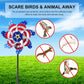 Battife 10 Packs Patriotic Sparkly Reflective Pinwheels For Yard And Garden, American Flags Blinding Birds Pin Wheel Scare Birds