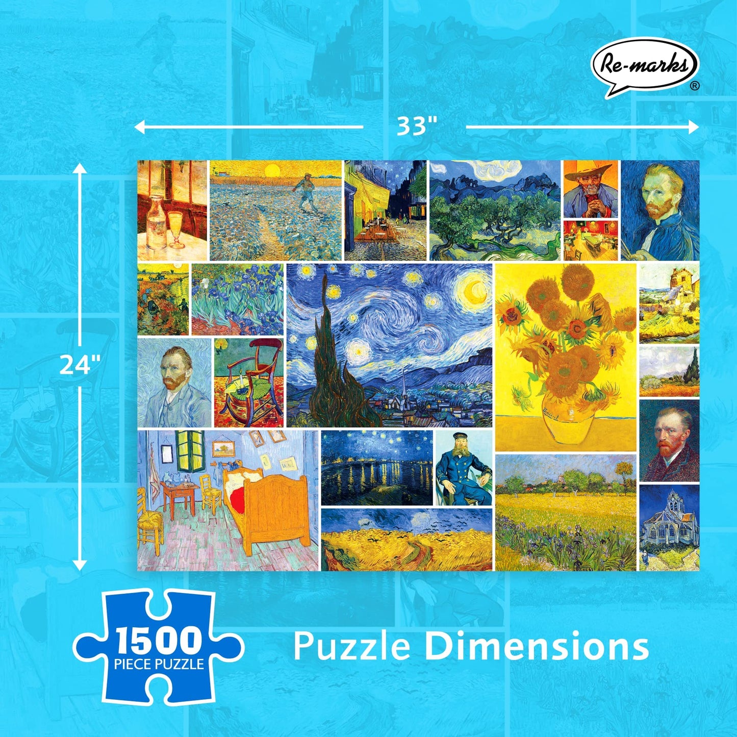 Re-Marks 1500-Piece Vincent Van Gogh Artistic Jigsaw Puzzle - Engaging Puzzle Board for All Ages, Model 99600