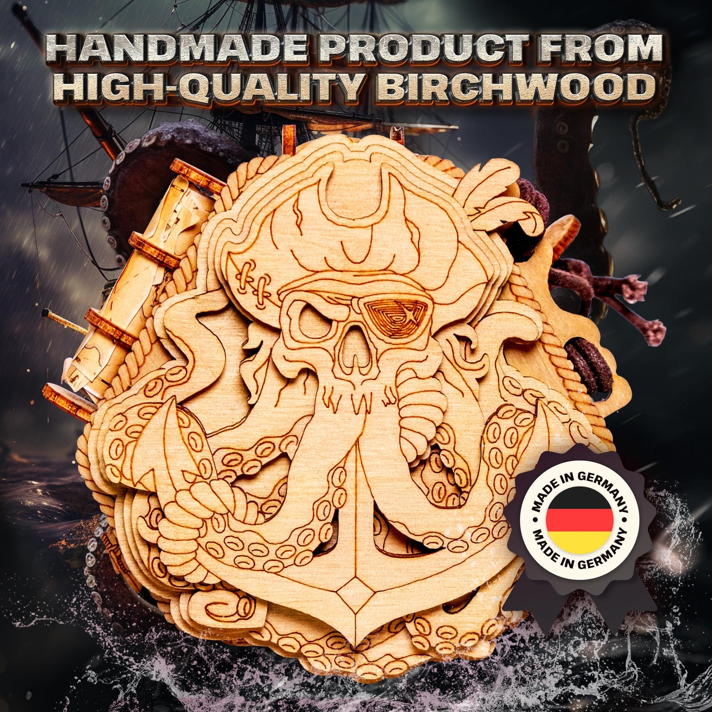 ESC WELT Blackbeard's Compass 3D Escape Room Puzzle Box - Wooden Brainteaser Money Box - Multicoloured