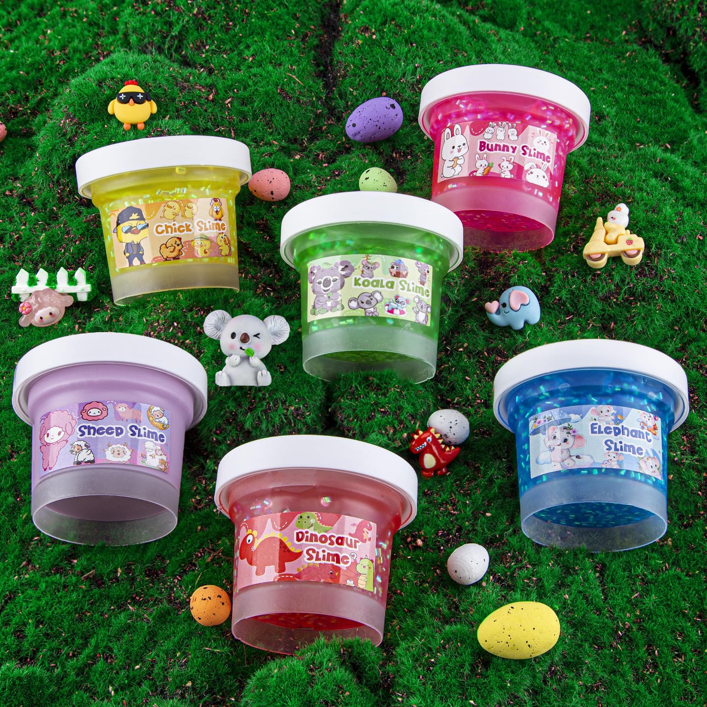 6 Pack Animal Slime Kit, 20 Fl Oz Bingsu Slime For Kids, Good Stretchy & Non-Sticky Crunchy Slime Pack Sensory Toys, Slime Party