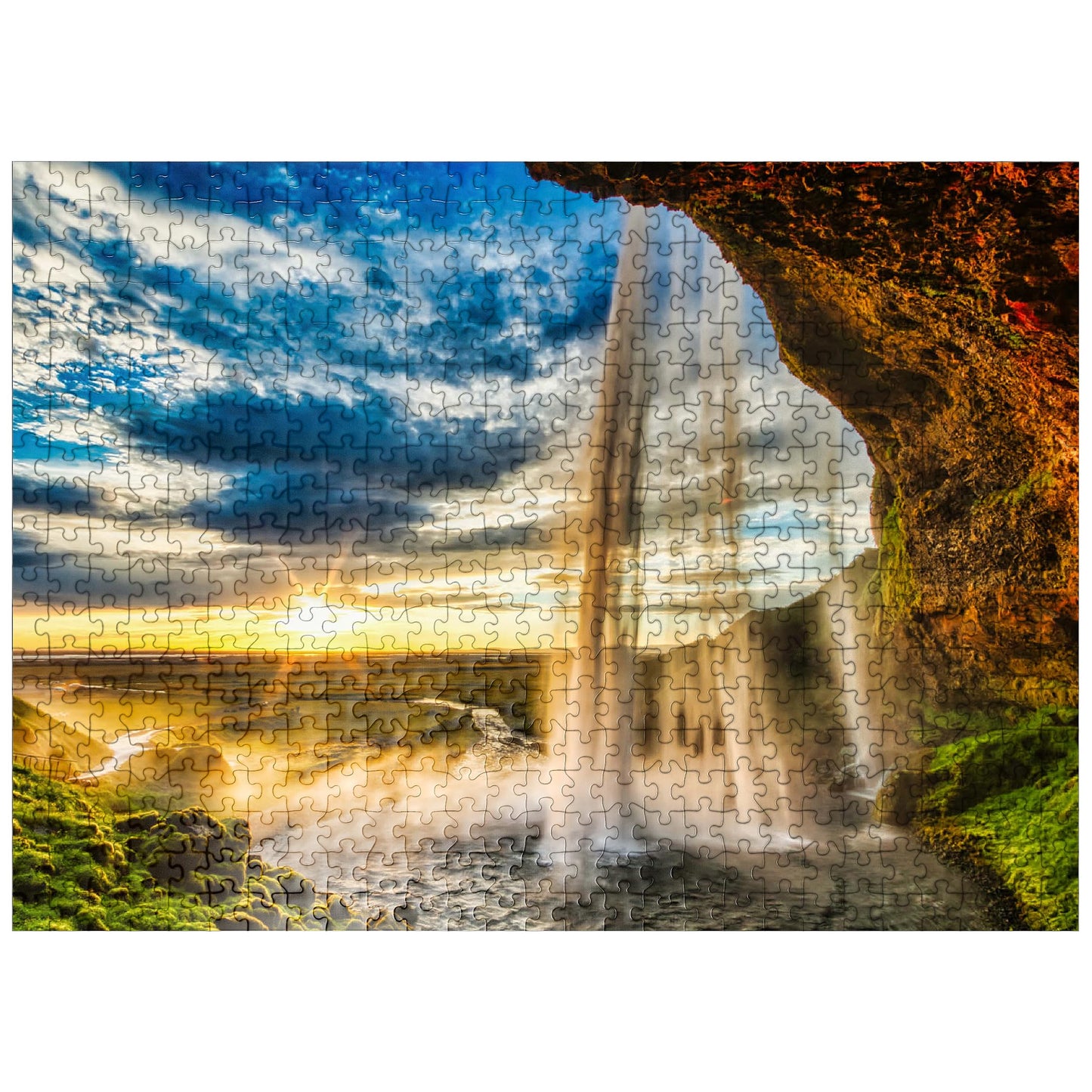 Mypuzzle Seljalandsfoss Waterfall At Sunset Iceland - Premium 500 Piece Jigsaw Puzzle For Adults
