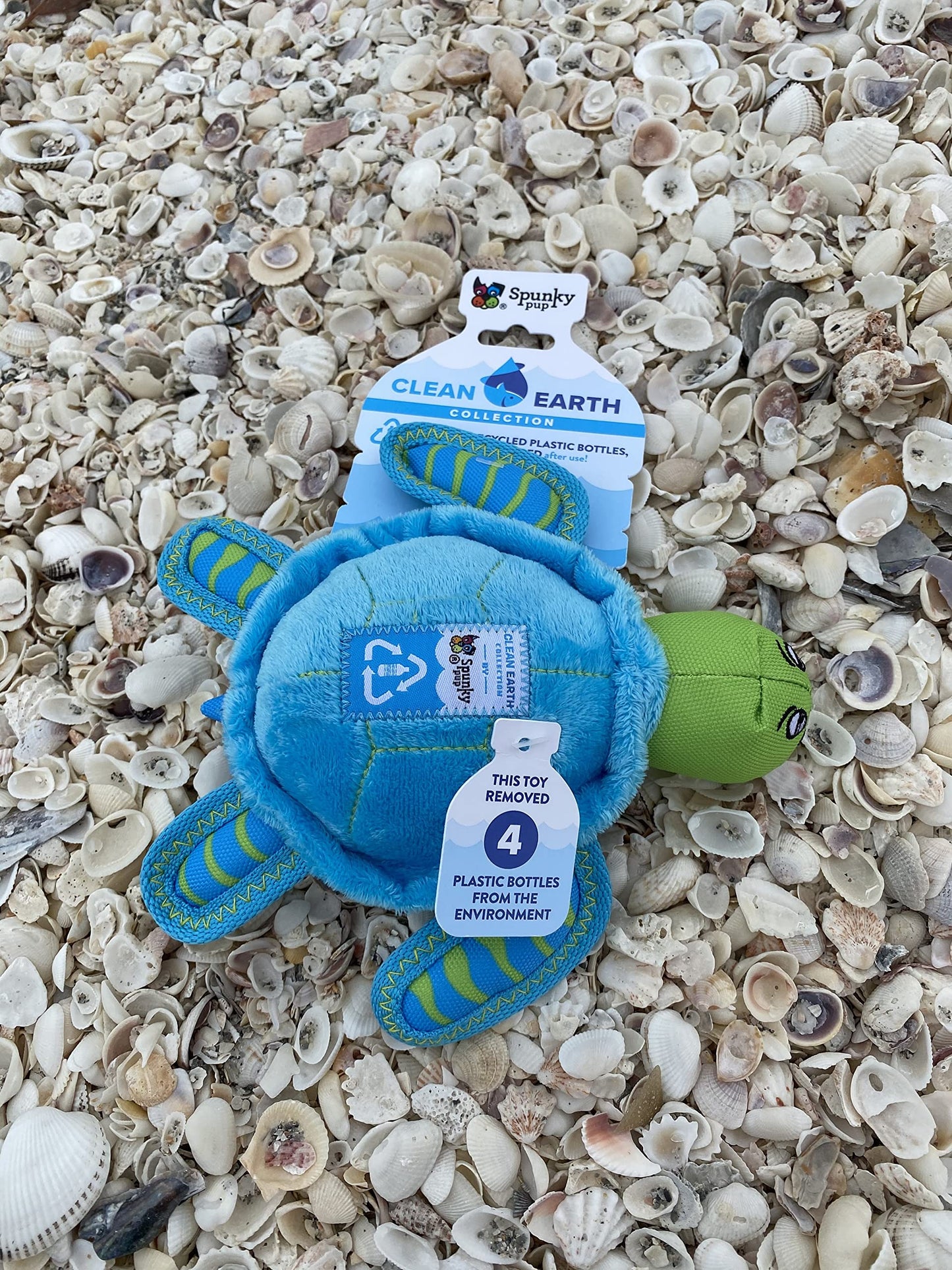 Spunky Pup Clean Earth Plush Turtle | Made From 100% Recycled Water Bottles | Small