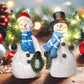 Gognome Duo 5'' Resin Snowman Figurines With Lighted Christmas Tree Wreath - Christmas Decorations Indoor Snowman Decor Ornament