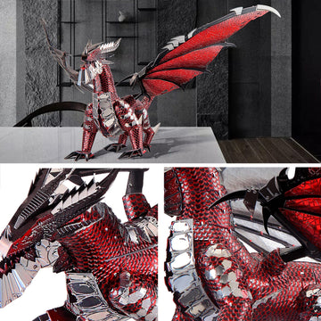 Piececool Black Dragon King 3D Metal Model Building Kits With Diy Tools Set, Challenging 3D Metal Puzzles For Family Time, Great Christmas Birthday New Year Gifts