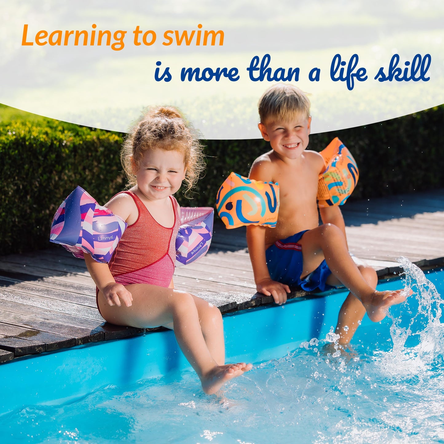 Limmys Premium Quality Arm Floaties For Kids - 1-6 Years Old, Inflatable Water Wings For Swimming (Lemon)