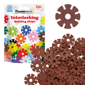 Picassotiles Building Chip Interlocking Disc Construction Blocks In Brown Color Stem Learning Early Education Toy Engineering Pl