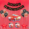 Car Theme Happy Birthday Banner Decoration Black For Baby Boys Girls Kids 5 Pc Lightning Macqueen Theme 10 Pc Confetti Balloons 