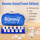 Doublefan Mini Rummy Cube Game - Portable Travel Size Set with 160 Tiles, 6 Racks, Dice, Canvas Bag, Multicolor, Model DF-Rummy01