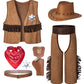 Cowboy Costume For Boys 7Pcs Set Kids Dress Up Birthday Party Halloween Cosplay 11-12 Years